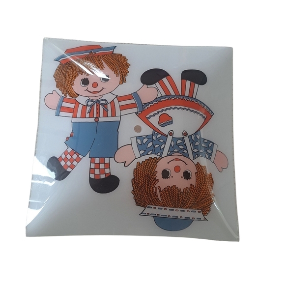 Vintage Raggedy Ann and Andy ceiling lampshade Light Shade Froted Glass - Picture 3 of 6